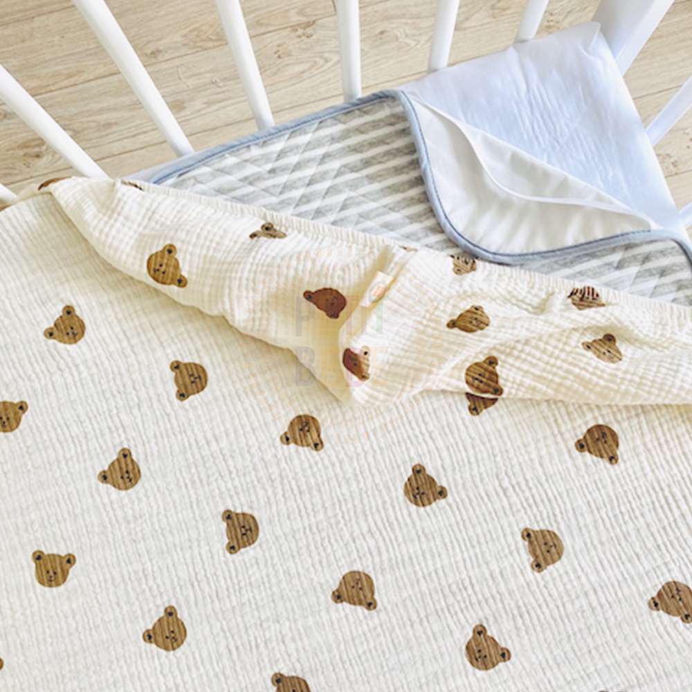 Ảnh Lót chống thấm bảo vệ nệm cũi cho bé PETIT BEBE cotton chun 4 góc tiện lợi 4