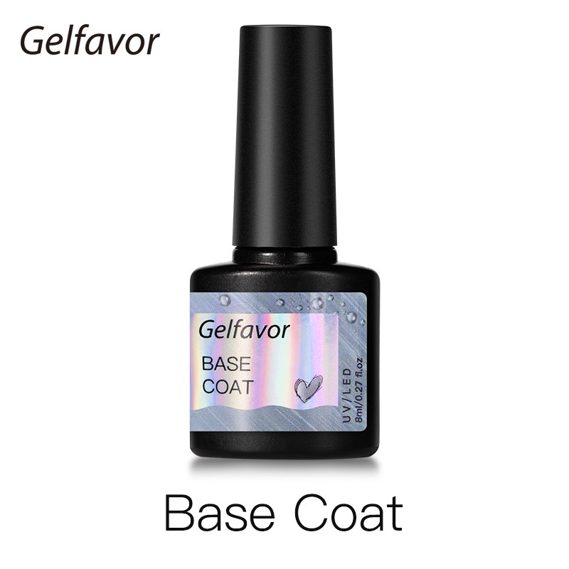 Ảnh Gelfavor 8ml Đế Coat top Coat ngâm off top Gel Ba Lan Sáng Cho Móng Tay Nghệ Thuật Thiết Kế Đèn LED / UV 1
