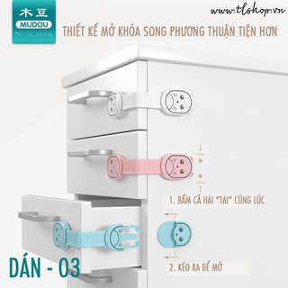 Chốt khóa tủ an toàn cho bé, Cài khóa an toàn, Khóa tủ nhựa, trẻ em, khóa tủ lạnh an toàn cho bé hình cún