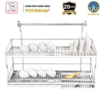 Kệ sóng chén treo tường 2 tầng có khay hứng nước UT2 Tovashu inox 304, giá để chén đũa cao cấp, kệ úp chén bát - BẢO HÀN — ảnh 1