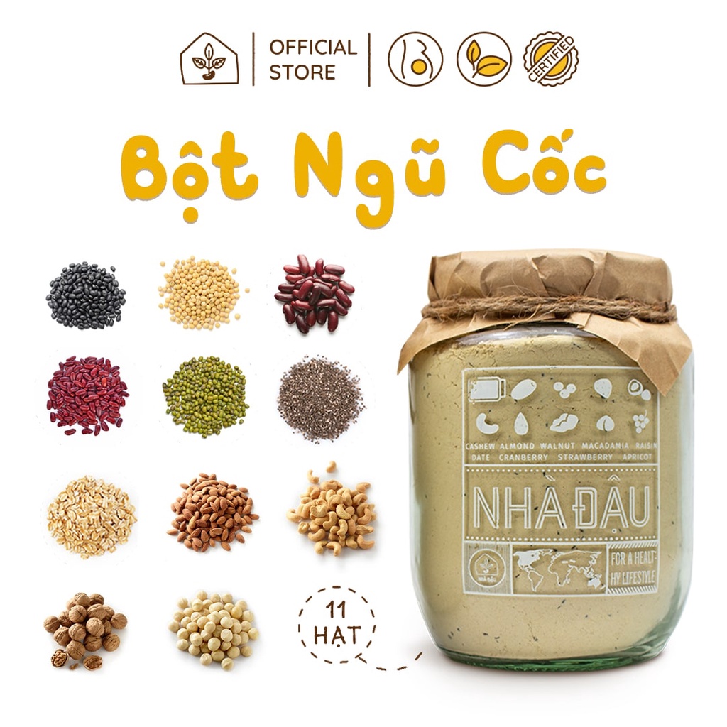 Bột Ngũ cốc dinh dưỡng, ngũ cốc bầu lợi sữa bổ sung dưỡng chất thiết yếu từ 11 hạt cho thai kỳ 250g | Nhà Đậu