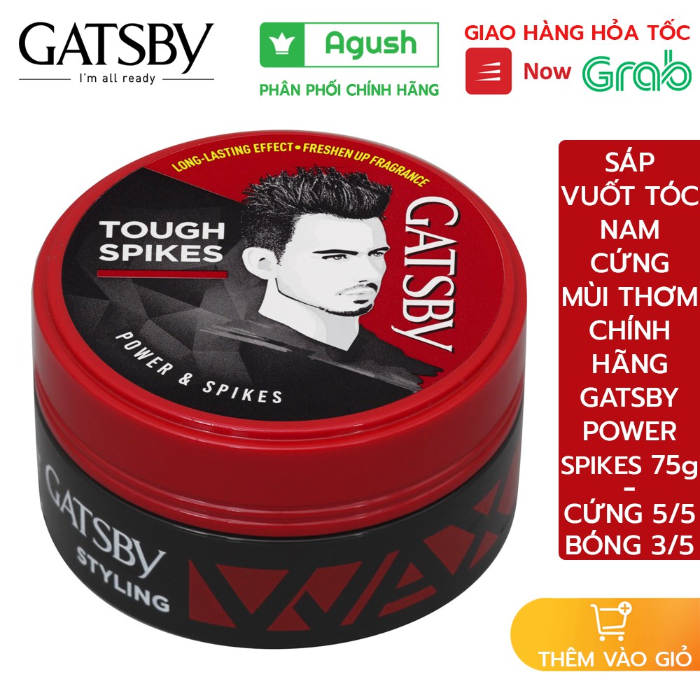 Sáp vuốt tóc nam nữ thơm tạo kiểu cứng giữ nếp lâu chính hãng nhật bản Gatsby Wax Power Spikes lọ 75G mini 25G không bết