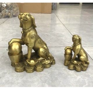 Tượng Chó Bệ Tiền Bằng Đồng Vật Phẩm Phong Thuỷ