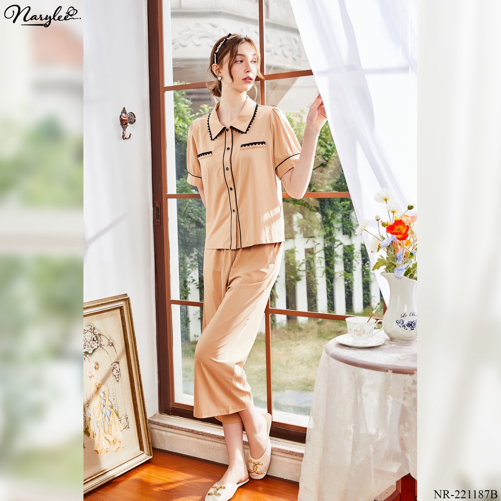 Đồ bộ mặc nhà pyjama nữ Narylee áo cộc quần lửng cotton nhập khẩu mềm mịn chống tia UV kháng khuẩn mã NR - 221187