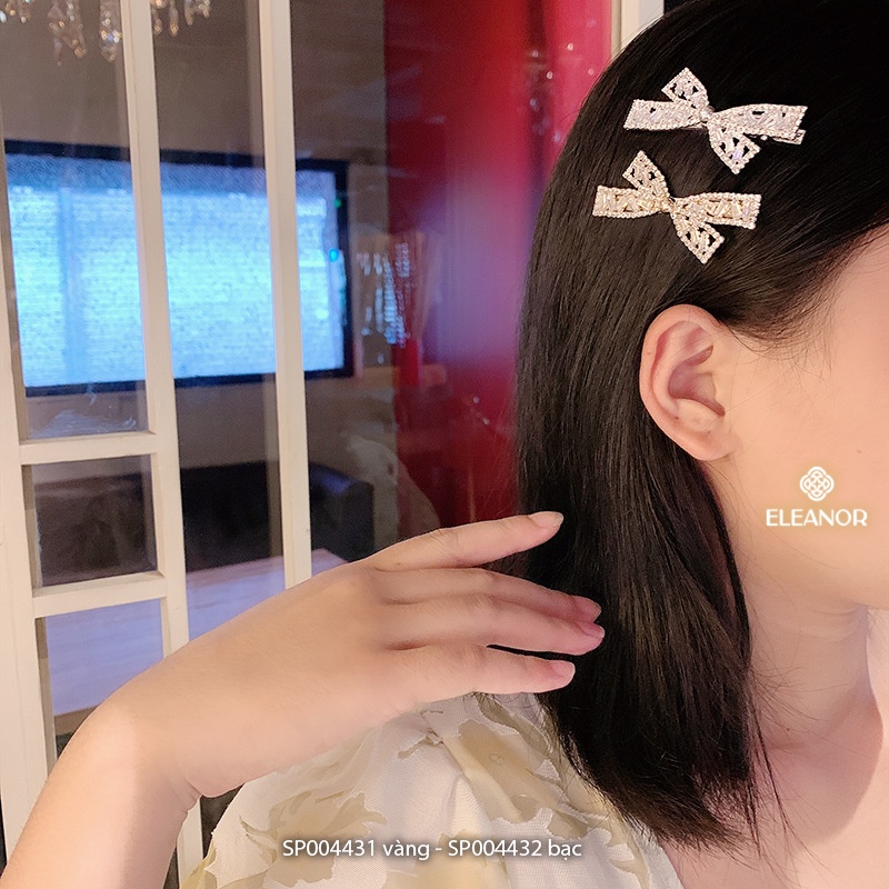 Kẹp tóc mái nữ Eleanor Accessories hình nơ đính đá phong cách Hàn Quốc phụ kiện tóc kẹp tóc 4431