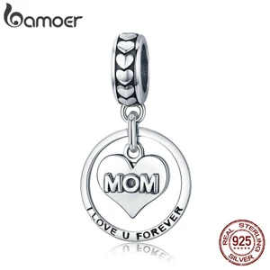Mặt Phụ Kiện Bamoer bạc 925 Chạm Khắc Chữ Thiết Kế Đáng Yêu