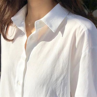 Phong cách hàn quốc nữ nữ dáng rộng áo sơ mi dài tay áo baju baju wanita lengan panjang