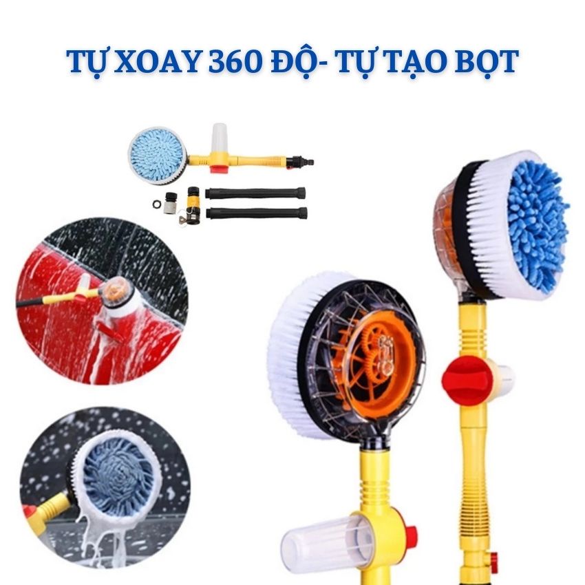 Chổi Rửa Xe Thuỷ Lực Xoay 360 Độ - Tiện Lợi Sử Dụng Tiết Kiệm Công Sức Mỗi Khi Lau Rửa