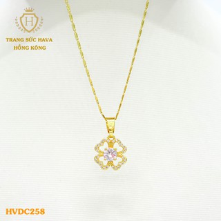 Dây Chuyền, Vòng Cổ Nữ Mặt Đính Đá, Titan Xi Mạ Vàng Non 24k Cao Cấp - Trang Sức Hava Hong Kong