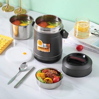 Hộp Cơm Giữ Nhiệt Inox 304 3 Ngăn Chống Tràn Dung Tích 1.5L–2L Có Quai Xách – Camhomeware