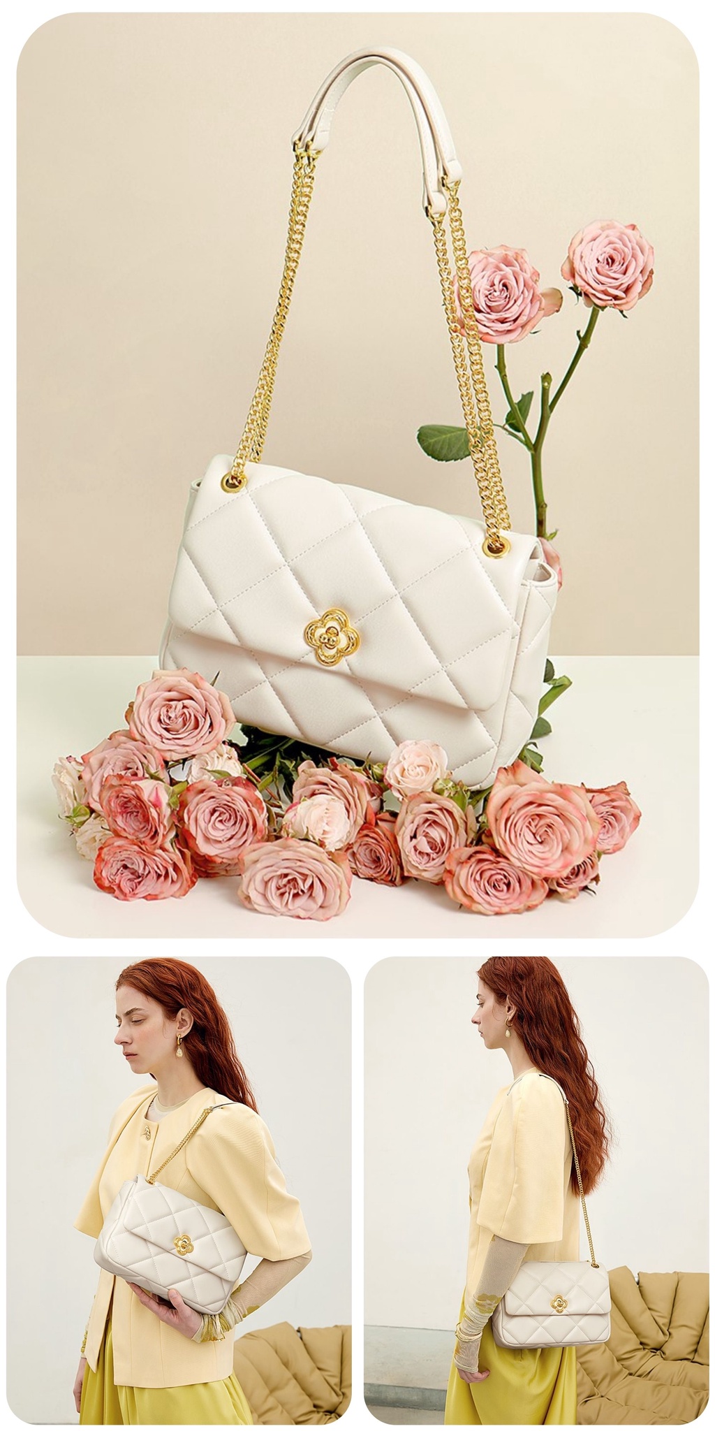 Mô tả Túi đeo chéo nữ đẹp Nucelle thời trang phong cách chần ô khóa charm hoa ViAnh Store 1172032 - 1