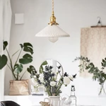Đèn Chùm Led Bằng Đồng Thau Kiểu Xếp Ly Sáng Tạo Phong Cách Retro Nhật Bản Cho Quán Cà Phê / Phòng ngủ/ Bàn ăn/ Phòng khách Đèn thả trần — ảnh 3