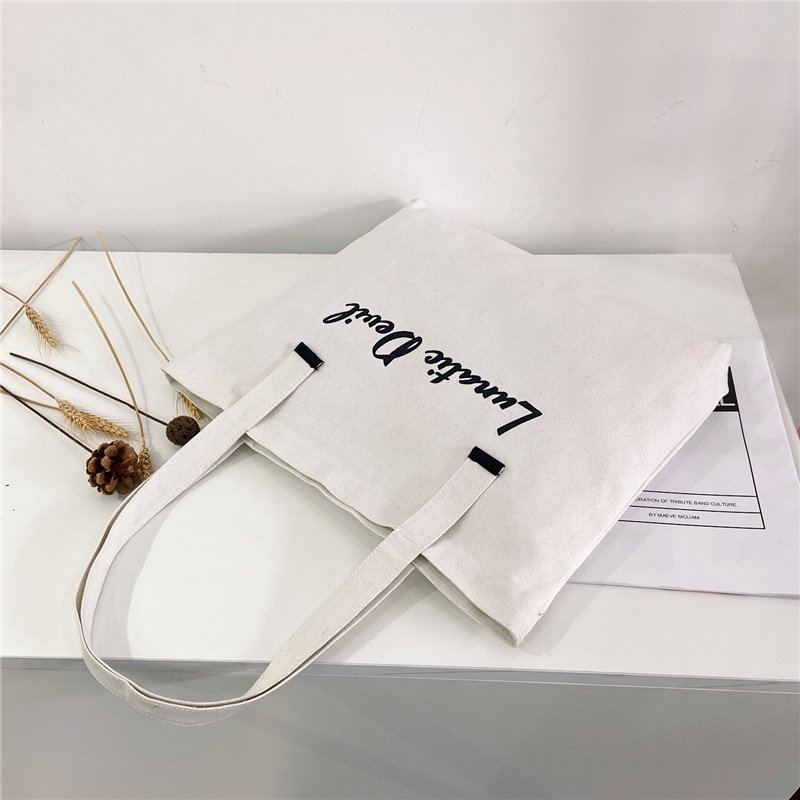 Túi TOTE túi vải canvas thời trang nữ đeo vai họa tiết đơn giản T1005