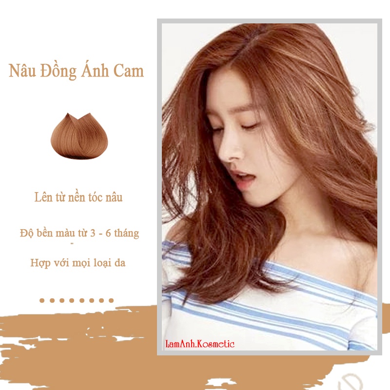 Thuốc nhuộm tóc NÂU ĐỒNG ÁNH CAM  100ML màu nhuộm lên màu chuẩn tone