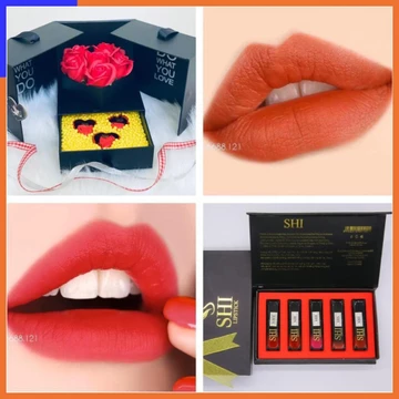 Son Lì Ăn Được - SET 5 CÂY - Son Shi 5 màu Tự Nhiên, Son Kem , Cam Kết KO CHÌ - HỘP QUÀ TẶNG V