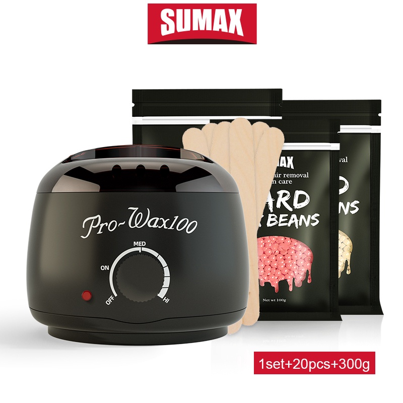 Ảnh Nồi Nấu Sáp Wax Lông SUMAX 100 Chuyên Dùng Triệt Lông Cơ Thể Với 300g đậu sáp và thanh gỗ 1kg 1
