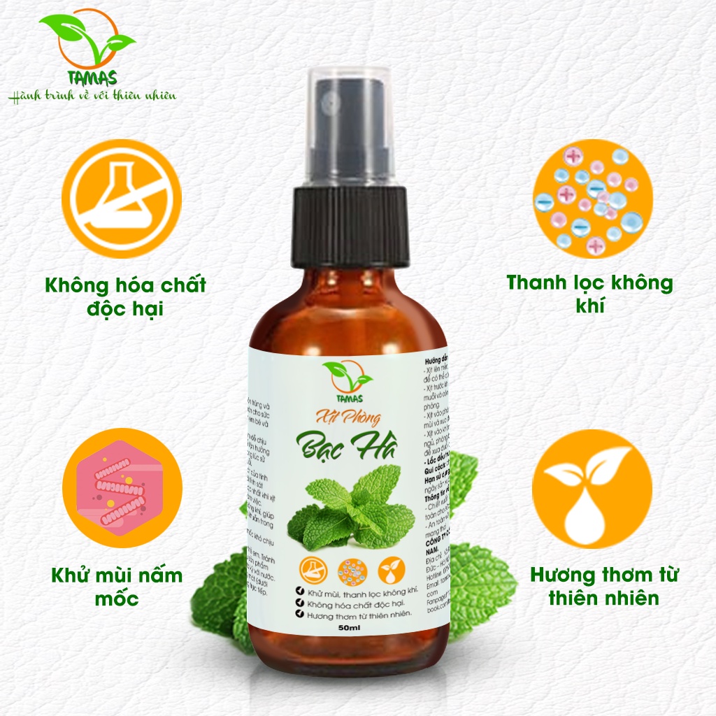 Ảnh Combo 3 Chai Xịt Phòng TAMAS 50ml Hương Quế Sả, Sả Chanh, Bạc Hà Giúp Khử Mùi, Thư Giãn, Đuổi Muỗi Và Côn Trùng Hiệu Quả 4