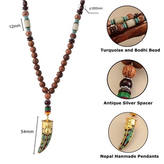 NCE Nepal Vòng cổ Boho Handmade Party Quà tặng may mắn Hạt gỗ Mala