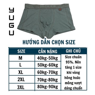 Quần lót nam boxer cotton lụa cao cấp JACKIES M03 -YUGU- 1 chiếc quần sịp đùi nam vải mỏng mềm mịn thoáng, che tên