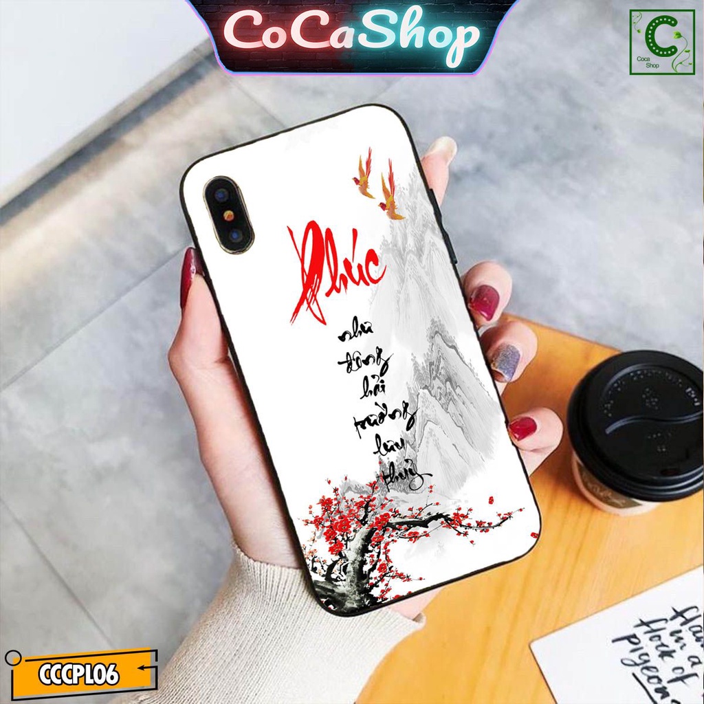 Ốp lưng iphone mặt kính in hình cực đẹp siêu bền - Chữ Phúc hoa đỏ - 6/6plus/6s/6splus/7/7plus/8/8plus/x/.....