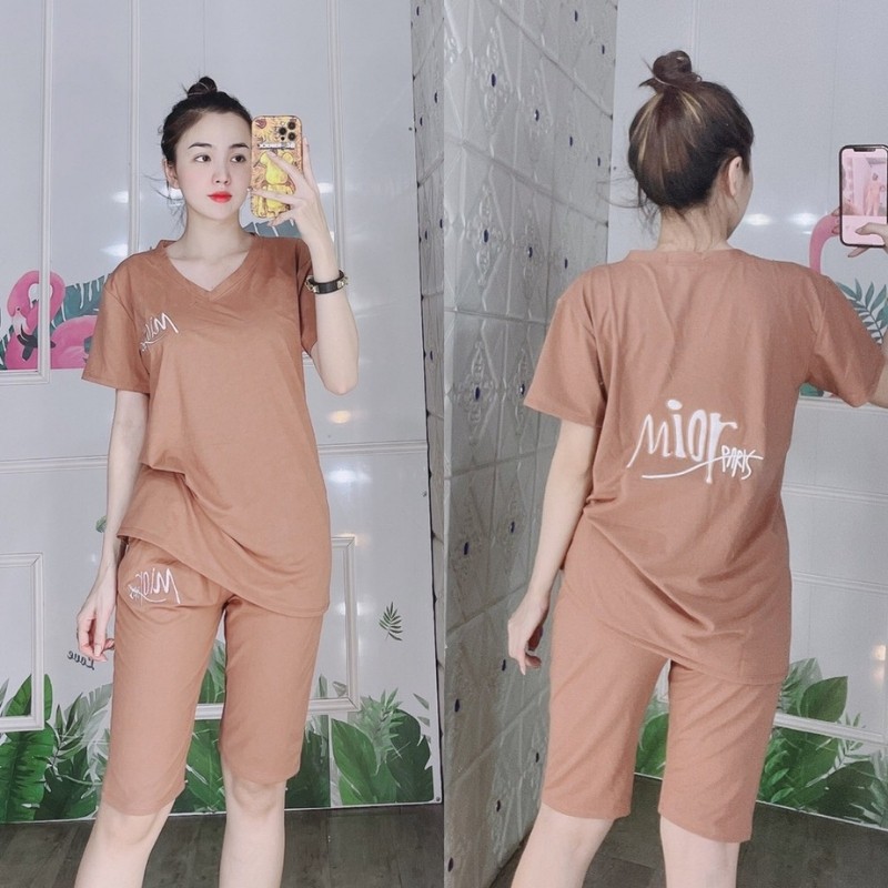 Đồ Bộ Mặc Nhà Nữ Bigsize 43-85kg Thun Cotton Quần Lửng Ngố Cute Đi Chơi Trung Niên ESHOP AD07