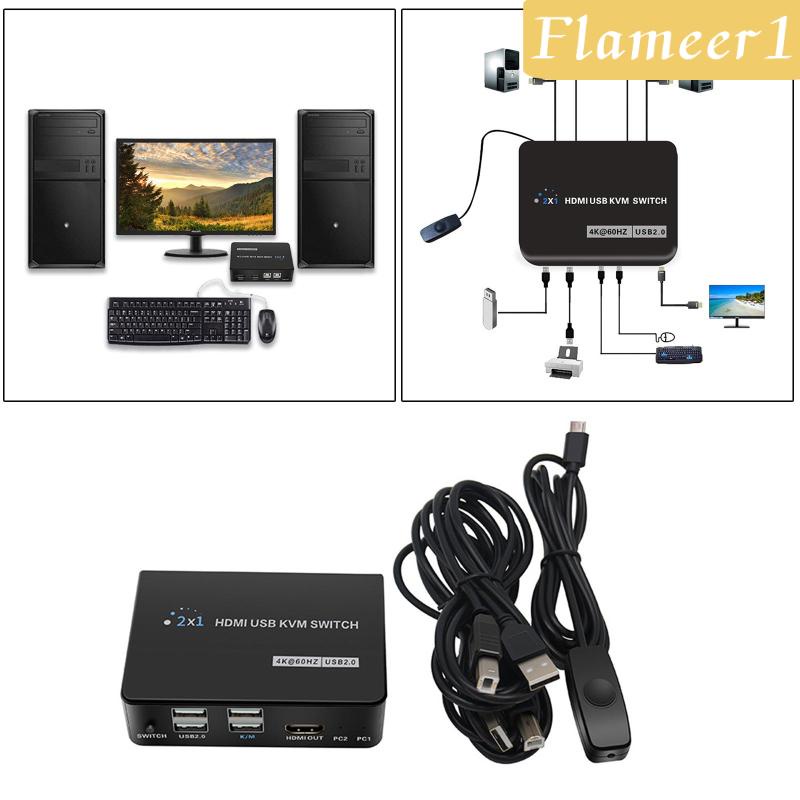 [Flameer1] Công tắc 4K KVM 2 cổng để chia sẻ 2 PC 1 Bộ bàn phím chuột Máy in | BigBuy360 - bigbuy360.vn