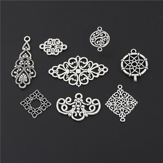 10 Chiếc Cổ Sliver Hình Thoi Hồ Hoa Đáng Yêu Hoa Đèn Chùm Charm Kết Nối DIY Kim Loại Trang Sức Phát Hiện