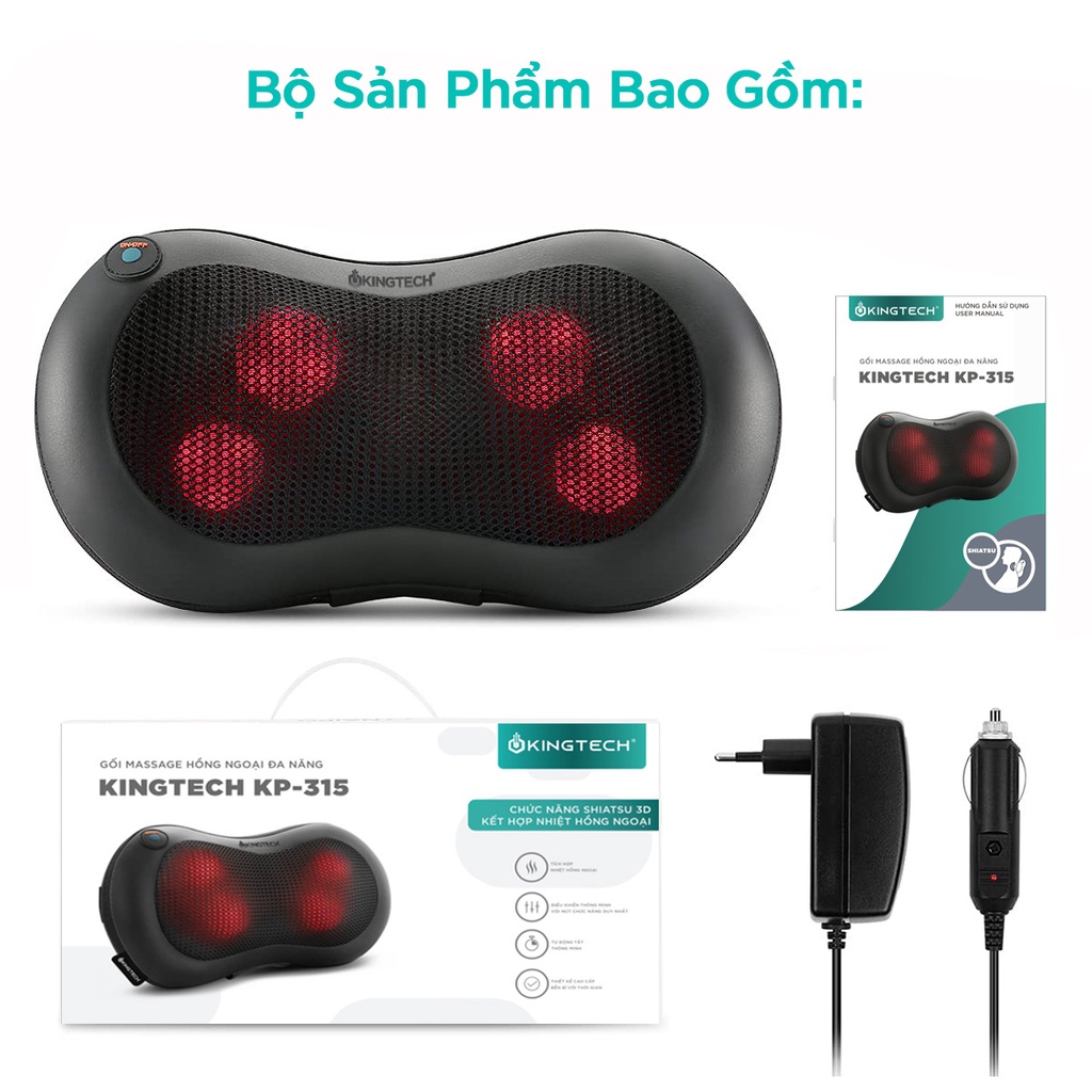 Mô tả Gối Massage Nhiệt Hồng Ngoại KINGTECH KP-315 - 4 Bóng Xoay - Chuyên Sâu Cổ Vai Gáy, Thắt Lưng - Chính Hãng - 9