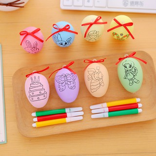 3 Trứng Hoạt Hình Và 4 Bút Tô Màu - Thỏ Hồng VPP