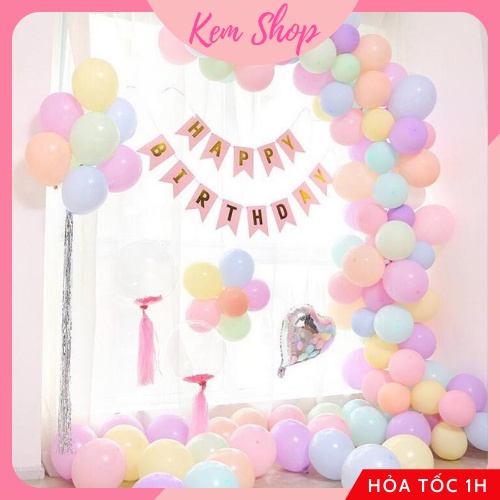 Set 50 bóng tròn màu pastel trang trí sinh nhật, đám cưới, sự kiện - K80