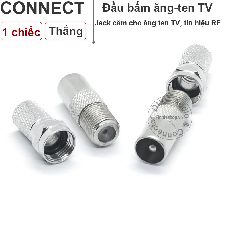 Đầu bấm jack cắm anten TV kèm chuôi vặn F5 - Rắc cắm 9.5mm cho TV ...