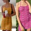 PCF * Nữ Halter Backless Dệt Kim Slim Mini Dress Boho Sọc Xù Sundress