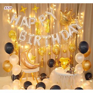 Combo trang trí sinh nhật Happy Birthday - Có Kèm Đèn Trang Trí và ...