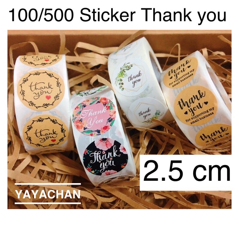 500-100 sticker nhãn dán Thank you kích thước 2.5cm nhiều mẫu sẵn keo ...