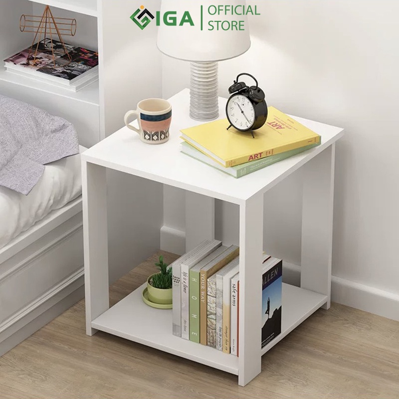 Bàn trà gỗ 2 tầng đa năng IGA thiết kế thông gian cực chill - GP23