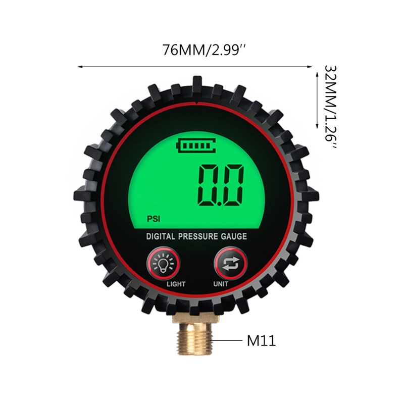 Đồng Hồ Đo Áp Suất Khí Ga Kỹ Thuật Số Có Đèn LED Rang Đến 255psi Độ Chính Xác Cao 1% P