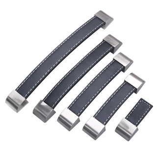 Tay Nắm Cửa Tủ Bằng Hợp Kim Kẽm Phối Da Màu Nâu Đen Phong Cách Cổ Điển