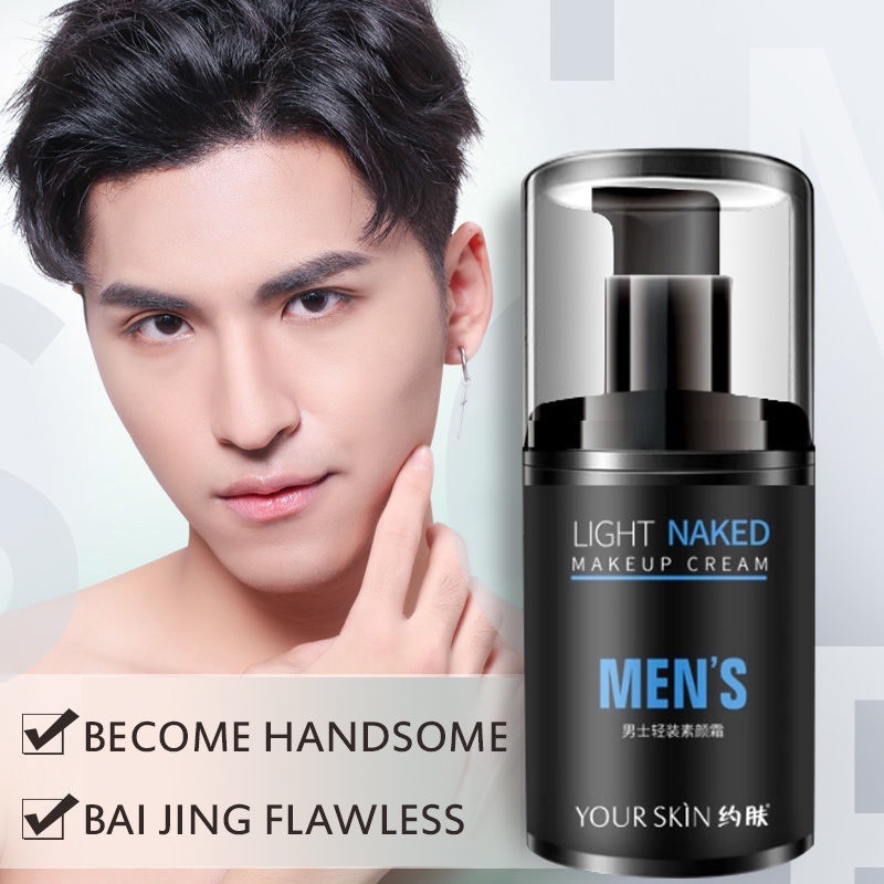 Ảnh Kem Lười Kem Làm Trắng Da Mặt Bb Kem Nam Ánh Sáng Trơn Kem Che Khuyết Điểm In Mụn Làm Sáng Màu Da lazybones Men 's Light Plain Cream 2