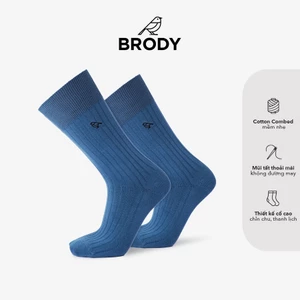 Tất nam cổ cao BRODY Xanh Dương Cotton Combed cao cấp Thời trang nam Công sở - MC00879