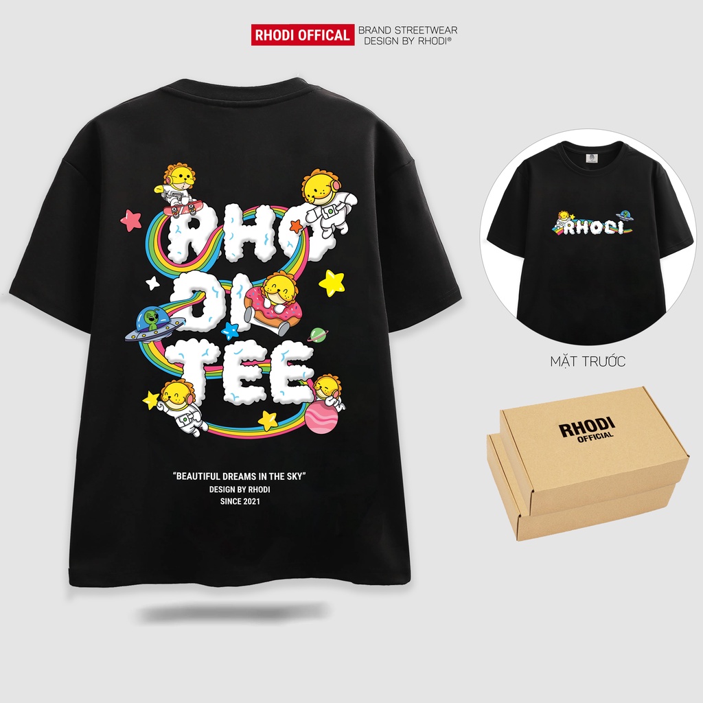 Áo thun local brand RHODI phông cổ tròn tay lỡ unisex nam nữ cloud tee 01