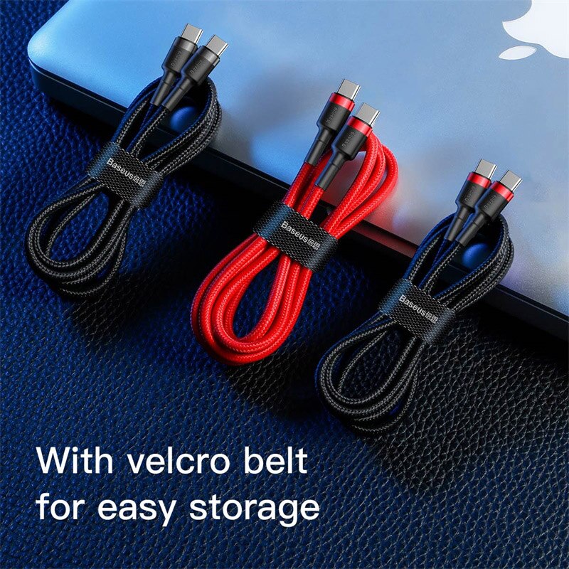Ảnh Cáp Baseus USB Type C sang USB Type C cho Samsung S8 S9 Plus Điện thoại di động Xiaomi PD 60W QC3.0 3A Cáp sạc nhanh cho loại C 4