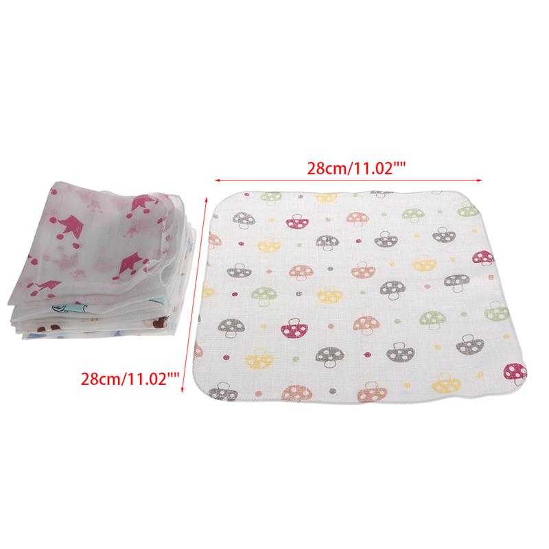 Set 10 khăn mùi xoa 2 lớp 28 * 28cm họa tiết dễ thương dùng cho bé