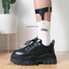 ANGEL LEATHER SNEAKERS - GIÀY THỂ THAO MÓC DÂY MÀU ĐEN đế 5cm Kawaii Viet Nam (Ảnh thật tự chụp)