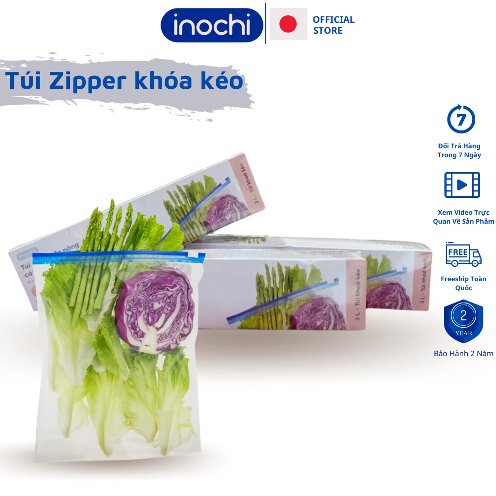 Túi zip đựng thực phẩm tái sử dụng nhật bản đa năng khóa kéo Shinshen 1L 3L zipper inochi