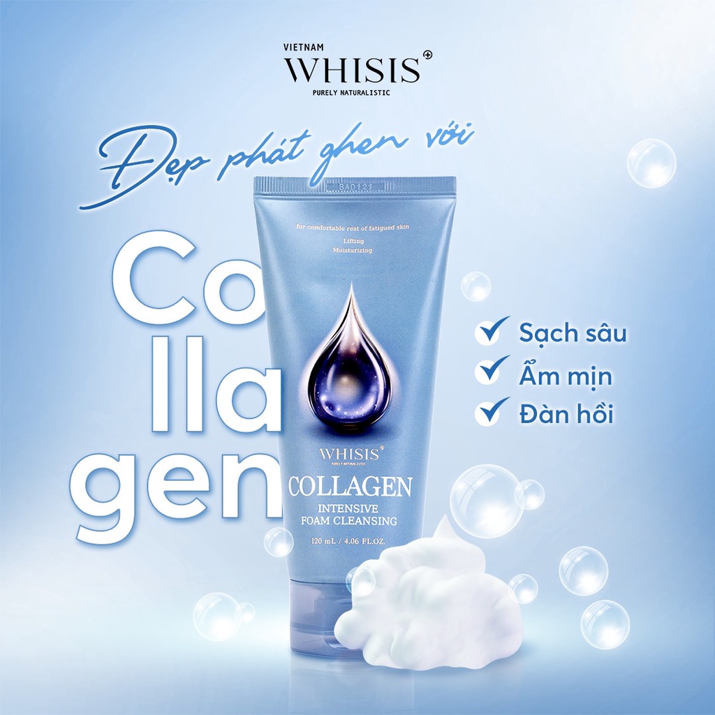 Ảnh Sữa Rửa Mặt Collagen Hàn Quốc WHISIS Collagen Intensive Foam Cleansing 120ml 2