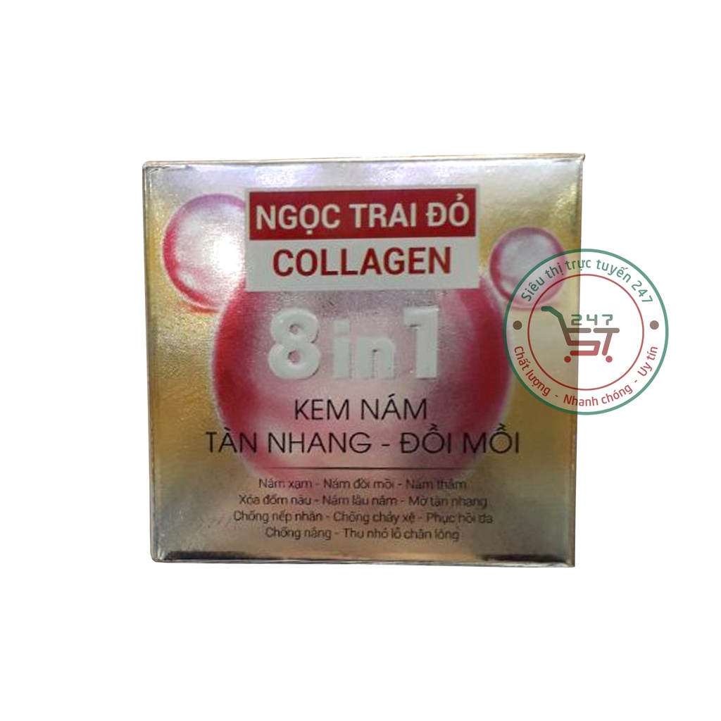 Kem Nám Tàn nhang Đồi mồi Ngừa nhăn Se khít lỗ chân lông Saieho Ngọc trai đỏ 8in1 25g (vàng-cam)