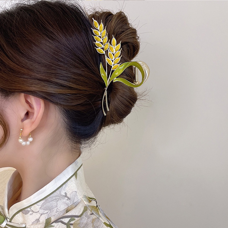 Kẹp Tóc Kim Loại Hình Bông Lúa Mì Phong Cách Retro Thời Trang Cao Cấp Làm Quà Tặng Sinh Nhật