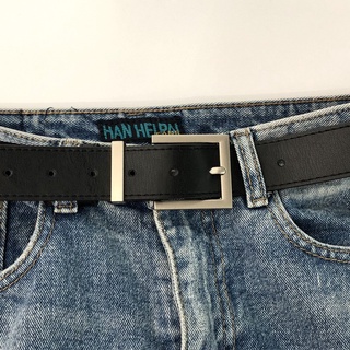 Thắt lưng da nam nữ mặt vuông chữ nhật màu bạc đẹp, dây nịt lưng ulzzang unisex bản kim 3.3cm TL53
