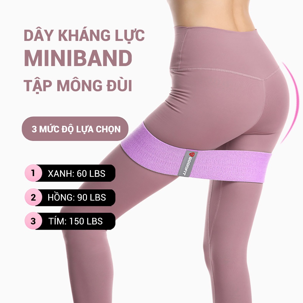 Dây mini band tập mông, dây kháng lực tập gym co giãn đàn hồi GoodFit GF914MB
