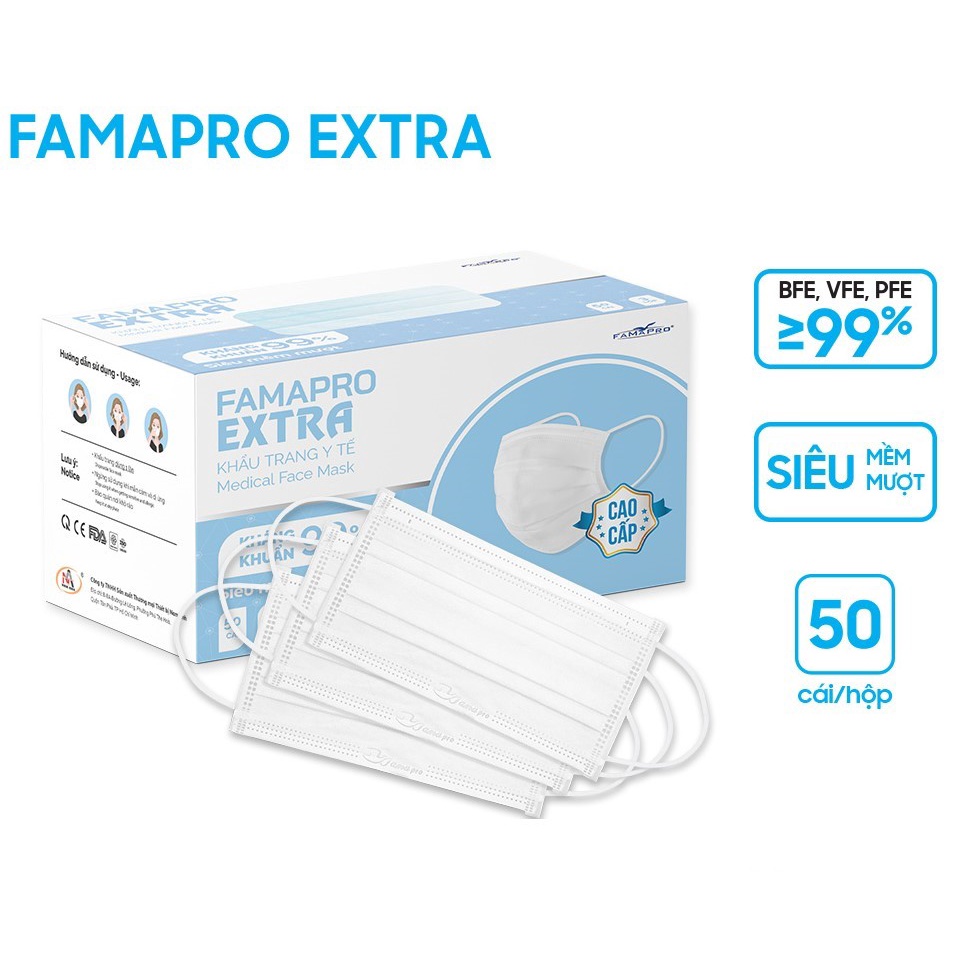 Ảnh [ COMBO 5 HỘP] Khẩu trang y tế kháng khuẩn 4 lớp Famapro Extra (50 cái/ hộp) 3